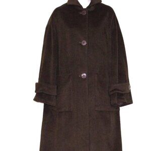 E Italian Brown Green Oversized Cashmere Long Light Coat Size:40